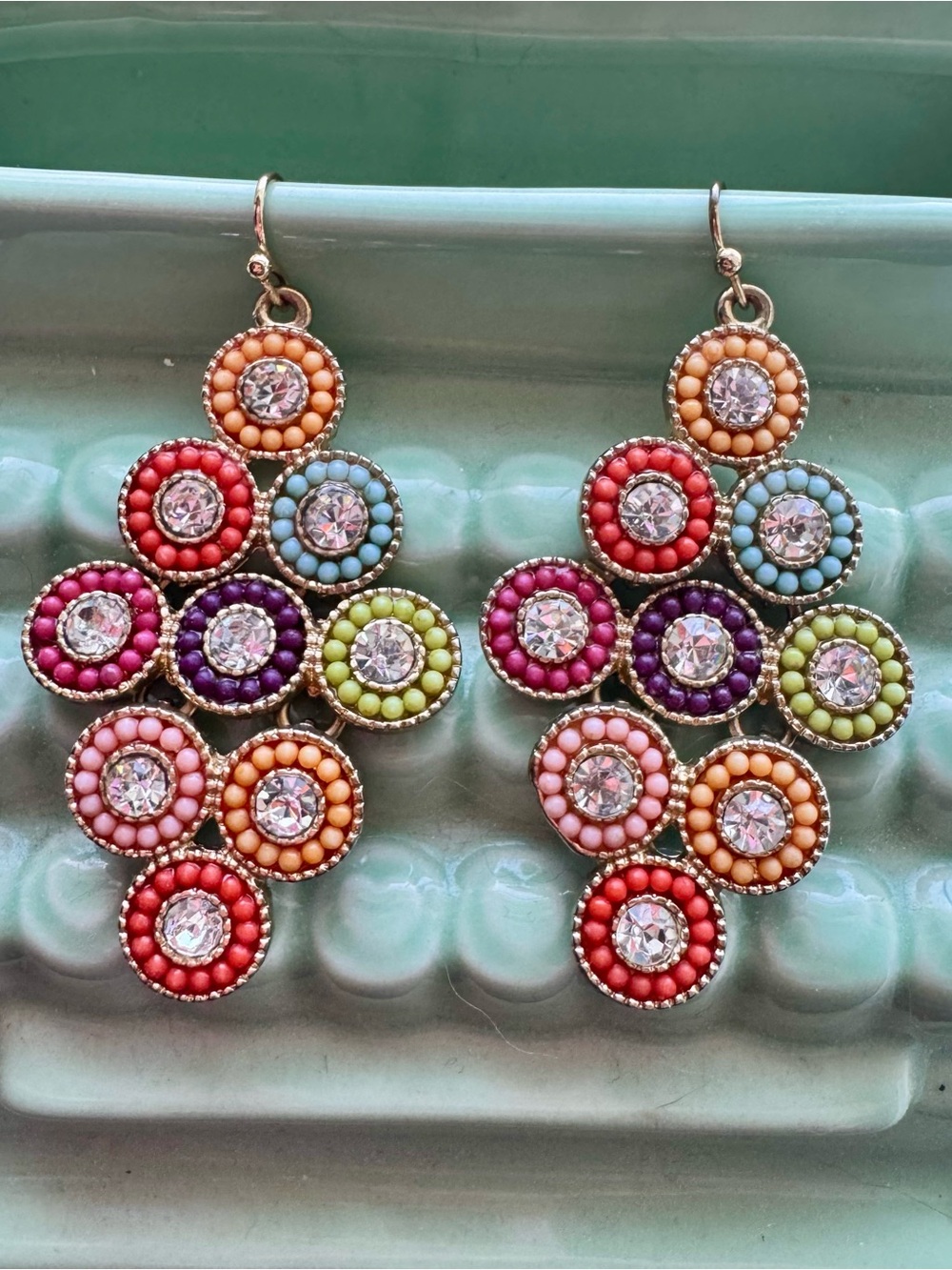 Francesca's Collections Multicolor Beaded Circle Cluster Earrings